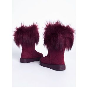 Burgundy fur boots Clearance
